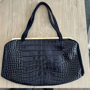Clare V Navy Croc Bag, worn once, great condition!